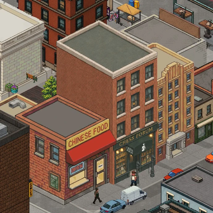Pixel-art storefront of Chess Forum